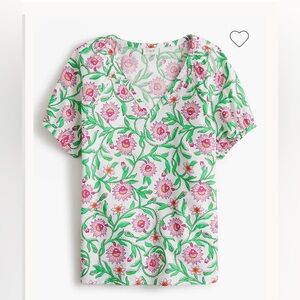 J crew factory cotton poplin Floral V-Neck Top